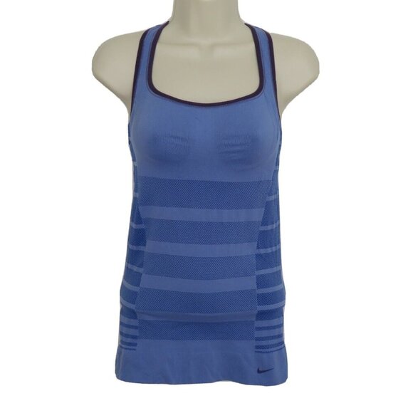 Nike Women Medium Tank Top Dri Fit Racerback Built In Bra Purple Blue Athletic - Picture 11 of 11
